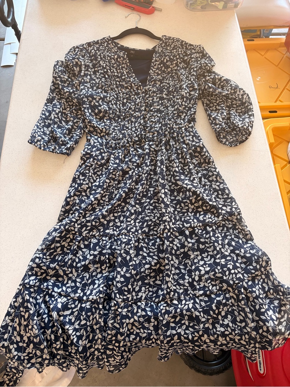 Women's Navy Blue Floral Midi Dress